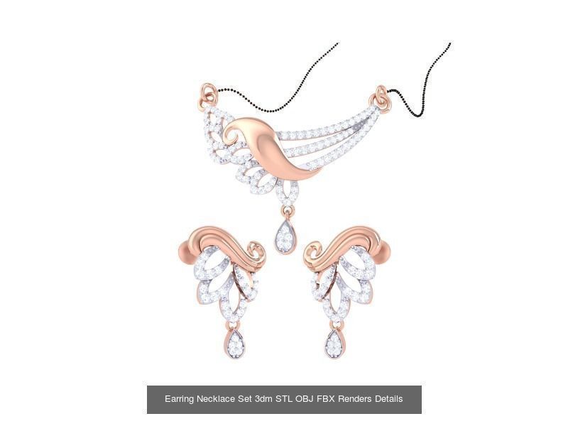 49 Earring Necklace Set 3dm STL OBJ Renders Details Collection _14