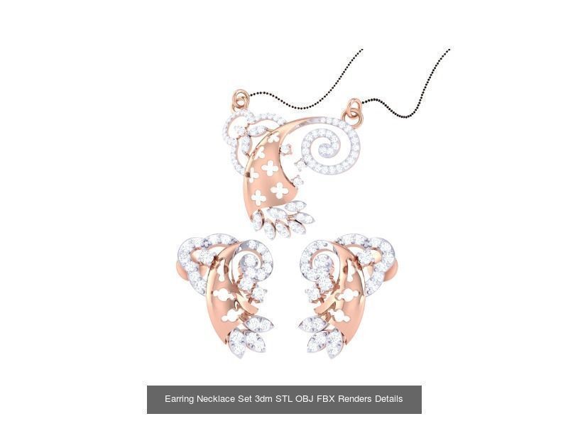49 Earring Necklace Set 3dm STL OBJ Renders Details Collection _28