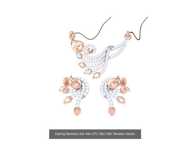 49 Earring Necklace Set 3dm STL OBJ Renders Details Collection _18