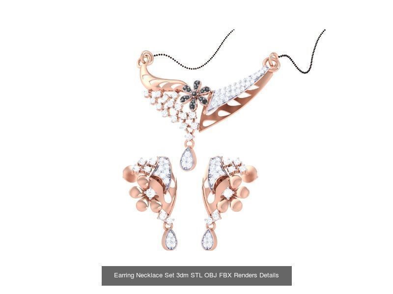 49 Earring Necklace Set 3dm STL OBJ Renders Details Collection _30