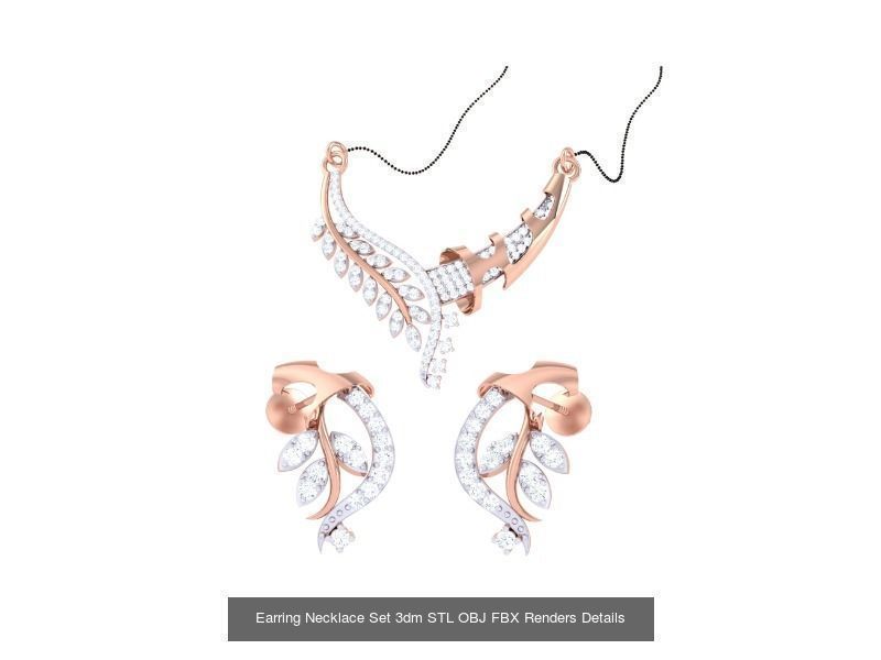 49 Earring Necklace Set 3dm STL OBJ Renders Details Collection _17