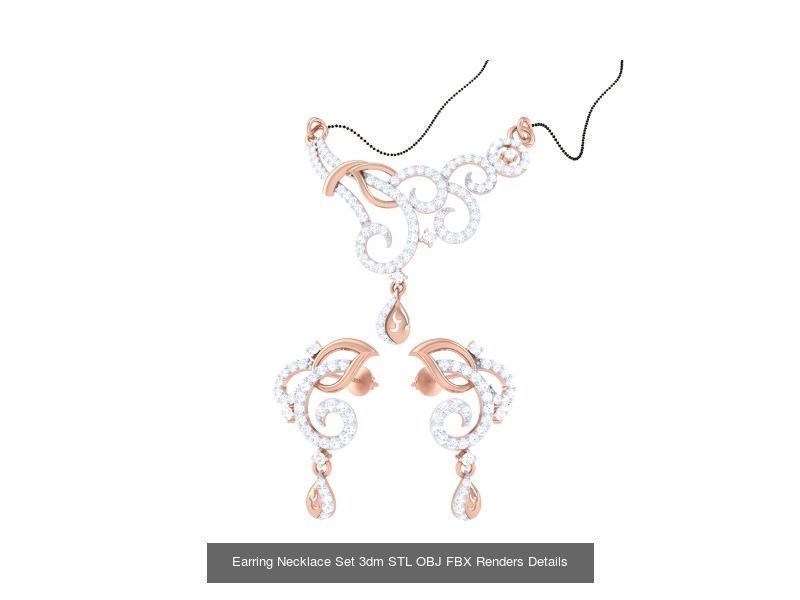 49 Earring Necklace Set 3dm STL OBJ Renders Details Collection _10