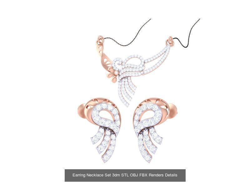 49 Earring Necklace Set 3dm STL OBJ Renders Details Collection _36