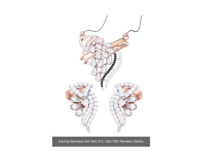 49 Earring Necklace Set 3dm STL OBJ Renders Details Collection _46