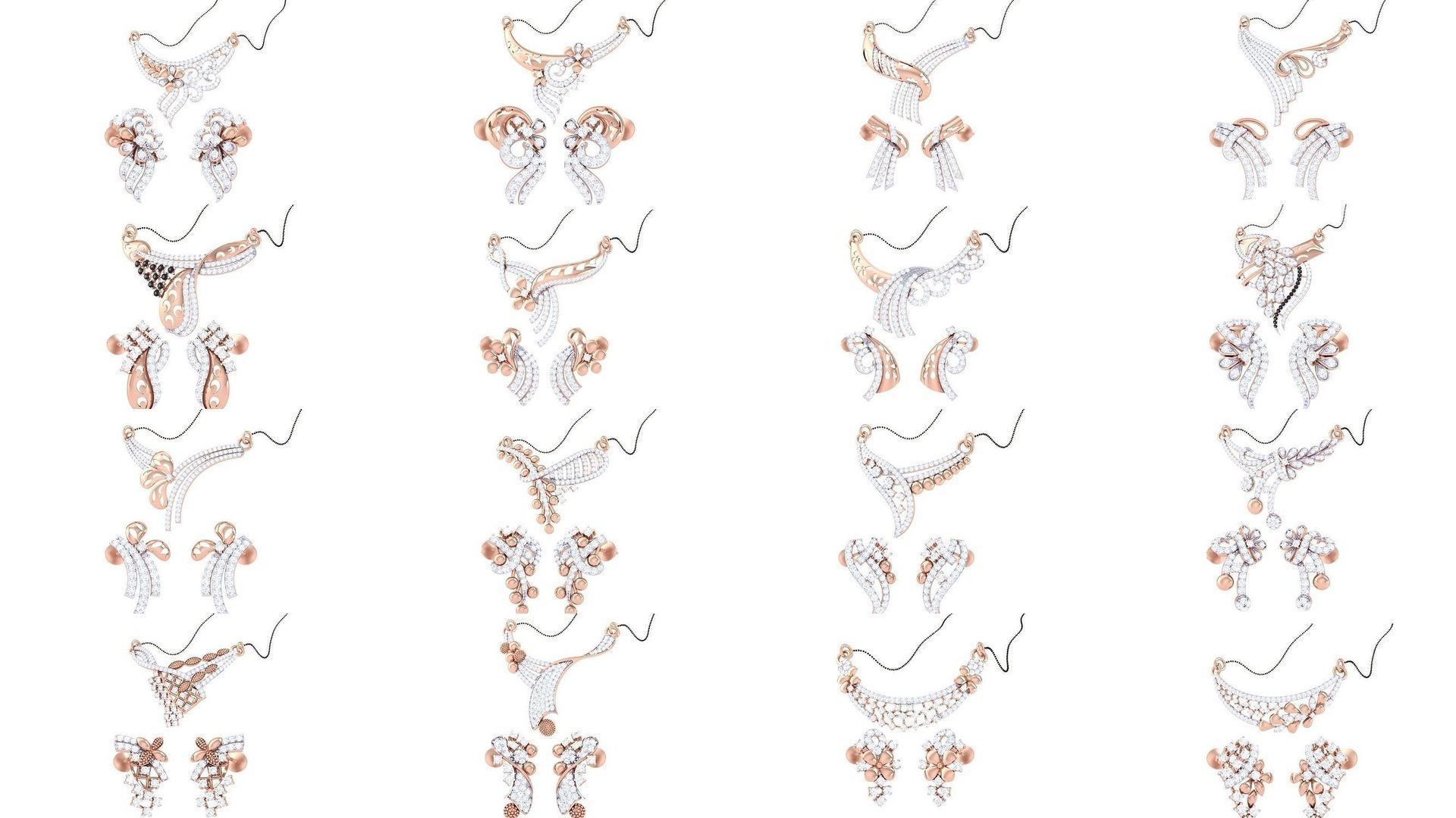 49 Earring Necklace Set 3dm STL OBJ Renders Details Collection _3