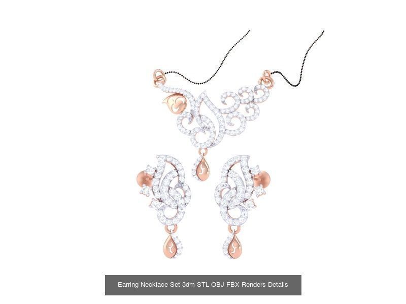 49 Earring Necklace Set 3dm STL OBJ Renders Details Collection _21