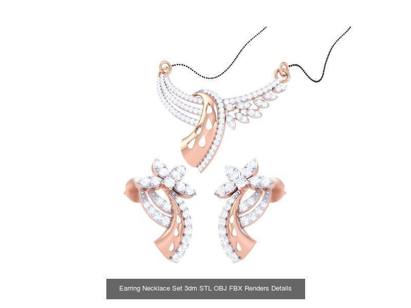 49 Earring Necklace Set 3dm STL OBJ Renders Details Collection _27