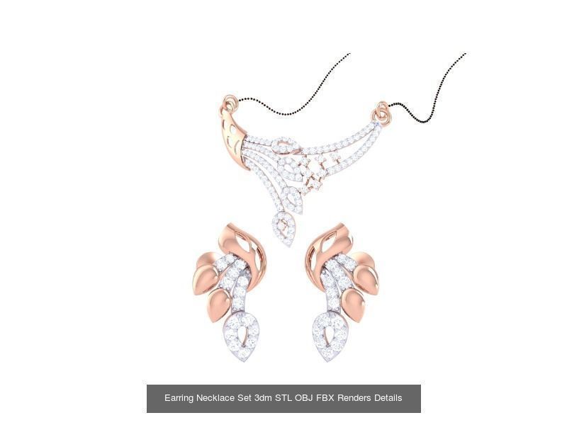 49 Earring Necklace Set 3dm STL OBJ Renders Details Collection _29
