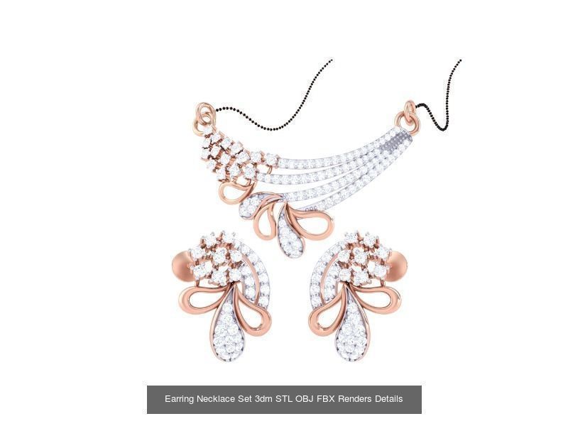 49 Earring Necklace Set 3dm STL OBJ Renders Details Collection _25