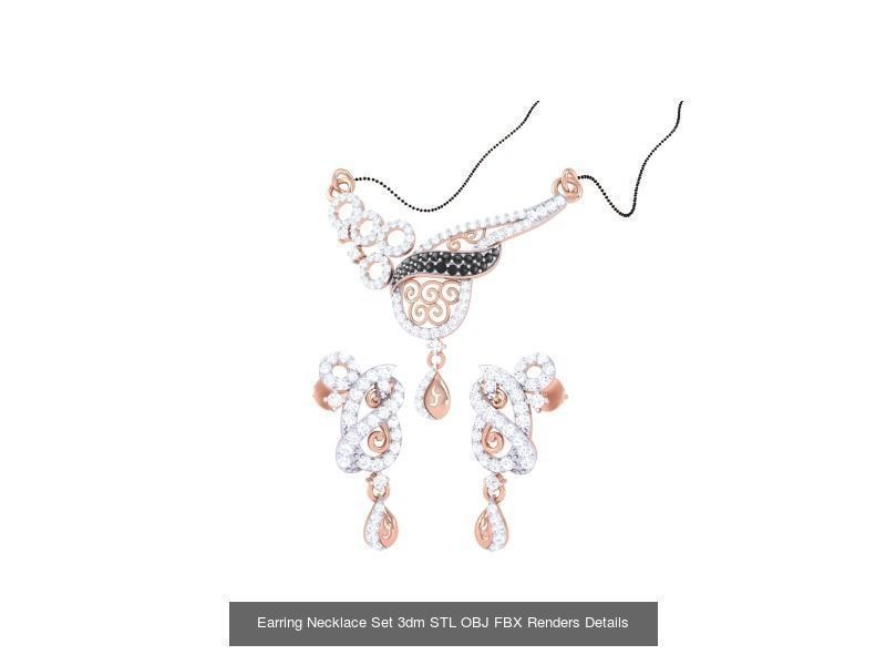49 Earring Necklace Set 3dm STL OBJ Renders Details Collection _8