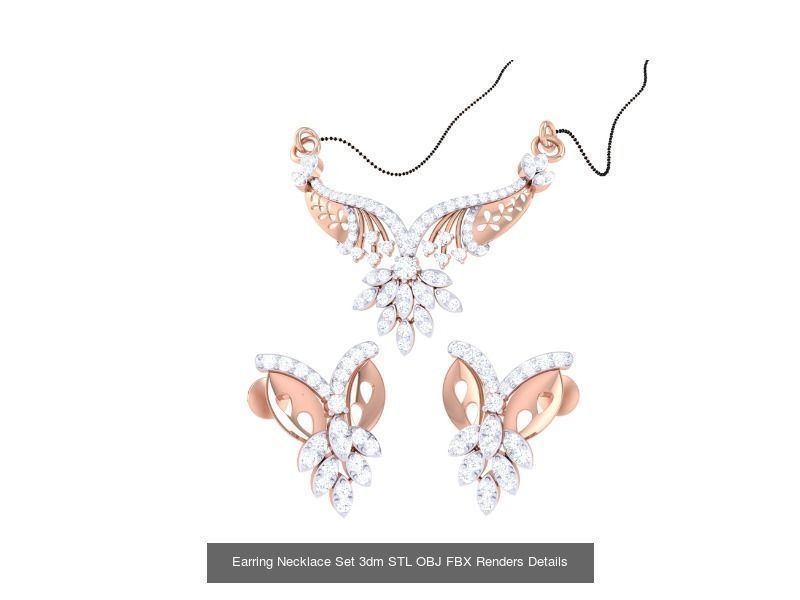 49 Earring Necklace Set 3dm STL OBJ Renders Details Collection _20