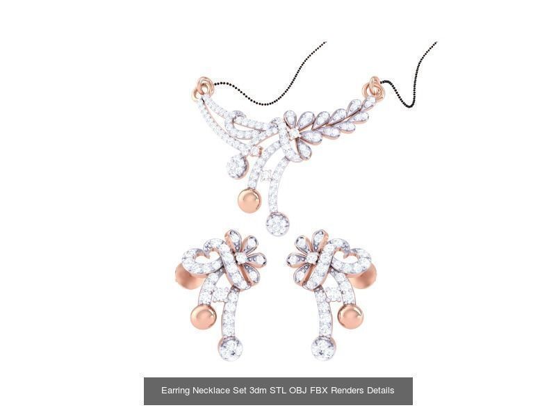 49 Earring Necklace Set 3dm STL OBJ Renders Details Collection _50