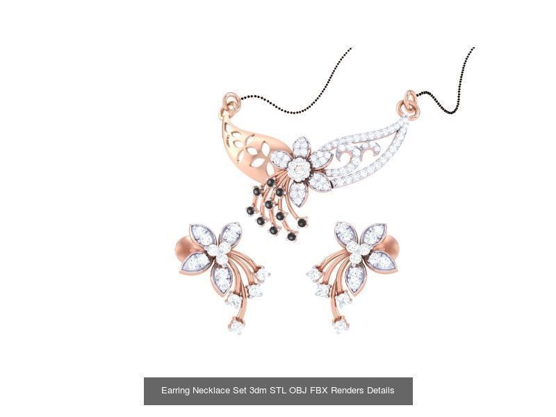 49 Earring Necklace Set 3dm STL OBJ Renders Details Collection _23