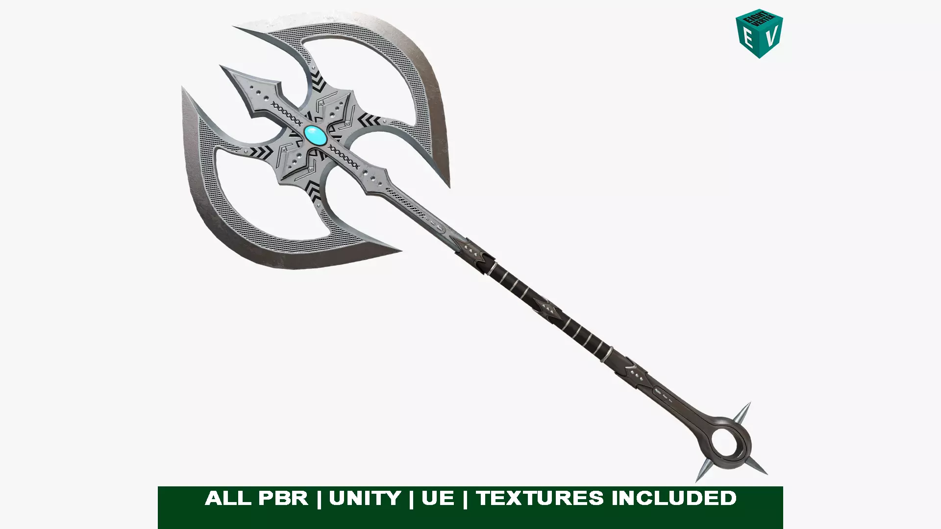 Battle Axe 07 All PBR Unity UE Textures Included Low-poly 3D model_0
