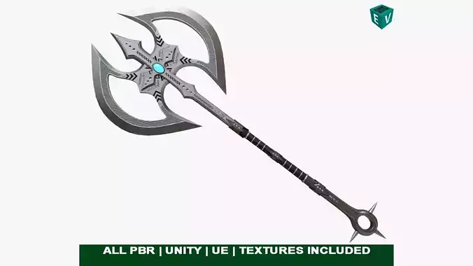 Battle Axe 07 All PBR Unity UE Textures Included Low-poly 3D model