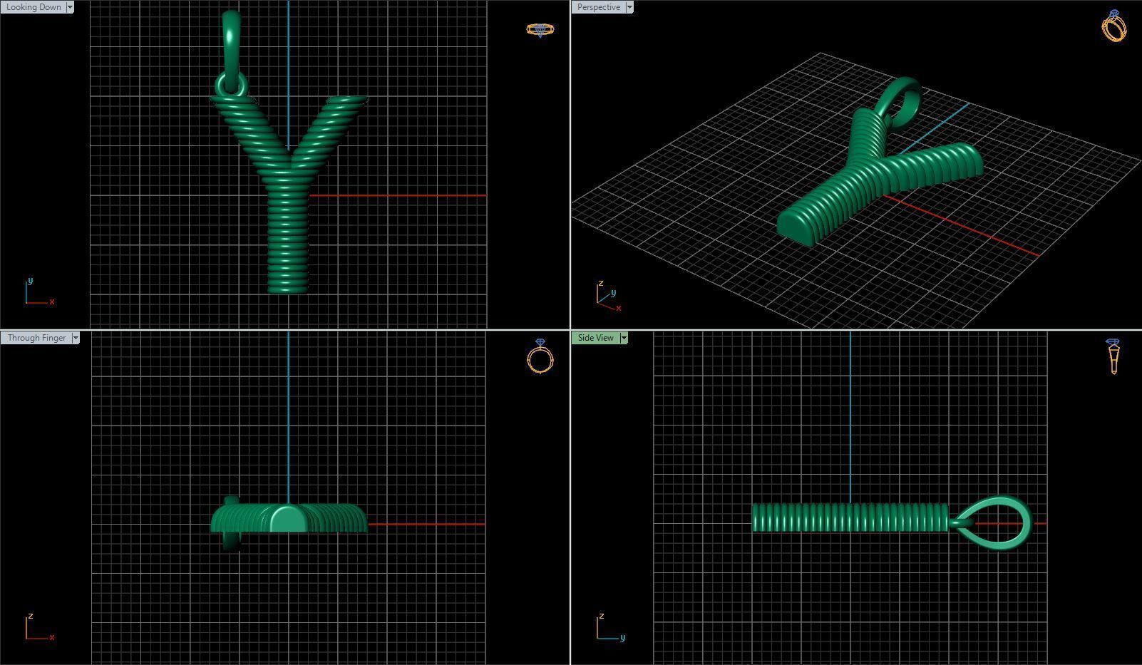 Y Pendant gold plated letter 3D print model_1