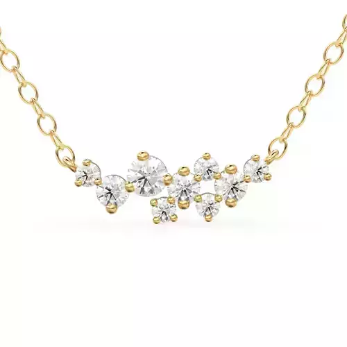 Cluster Diamond Pendant Gold Zircon Layering Necklace