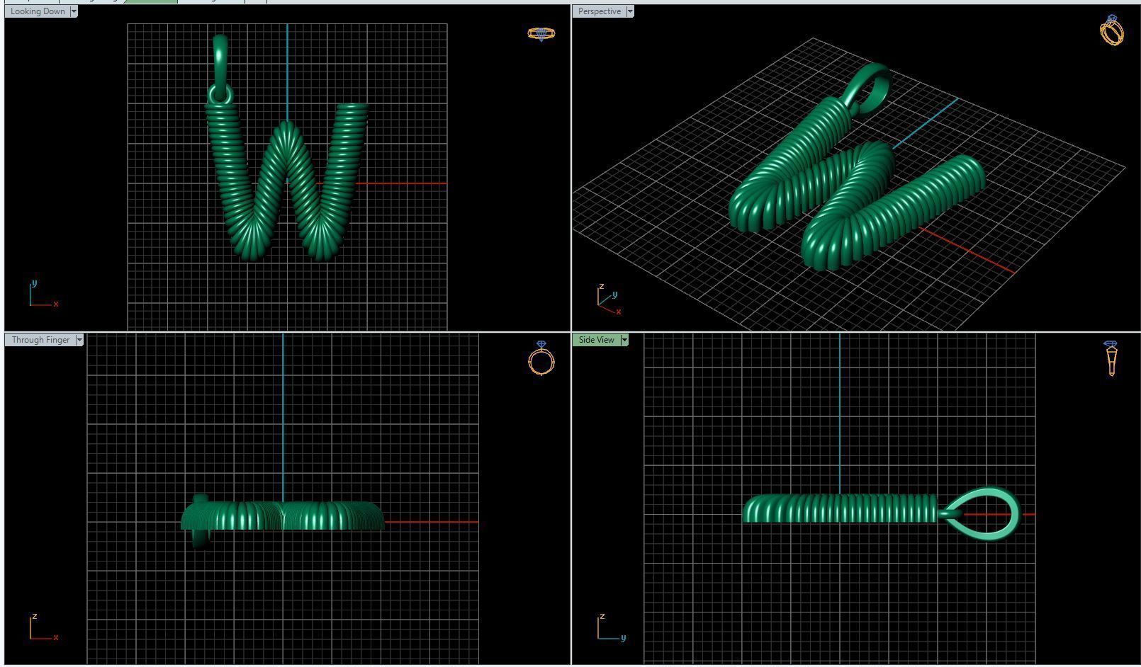 W Pendent gold plated letter 3D print model_1
