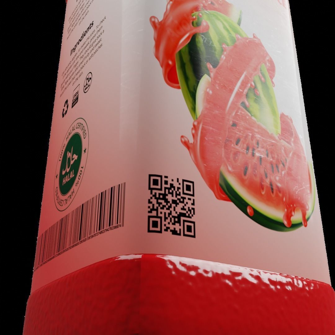 Watermelon Juice Bottle 3D model_12