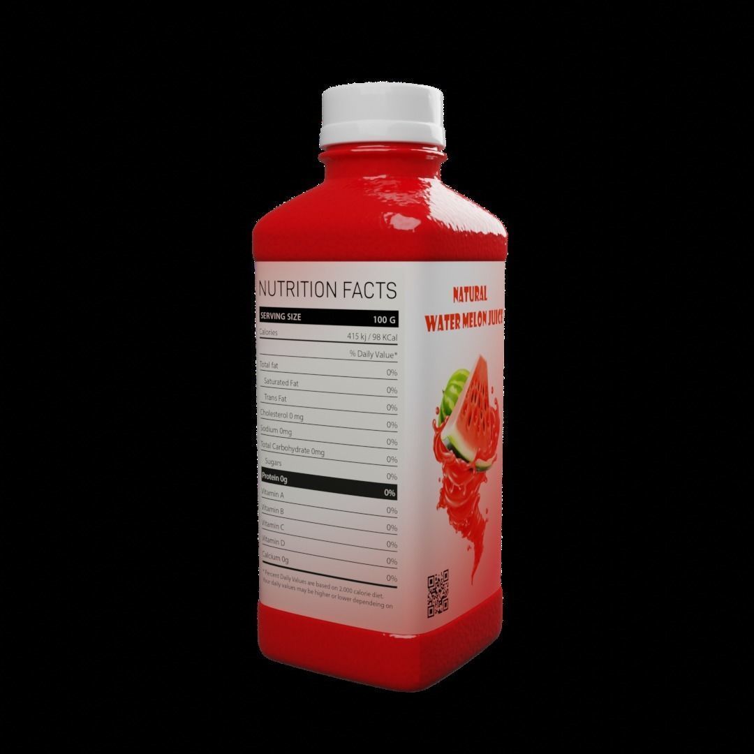 Watermelon Juice Bottle 3D model_2