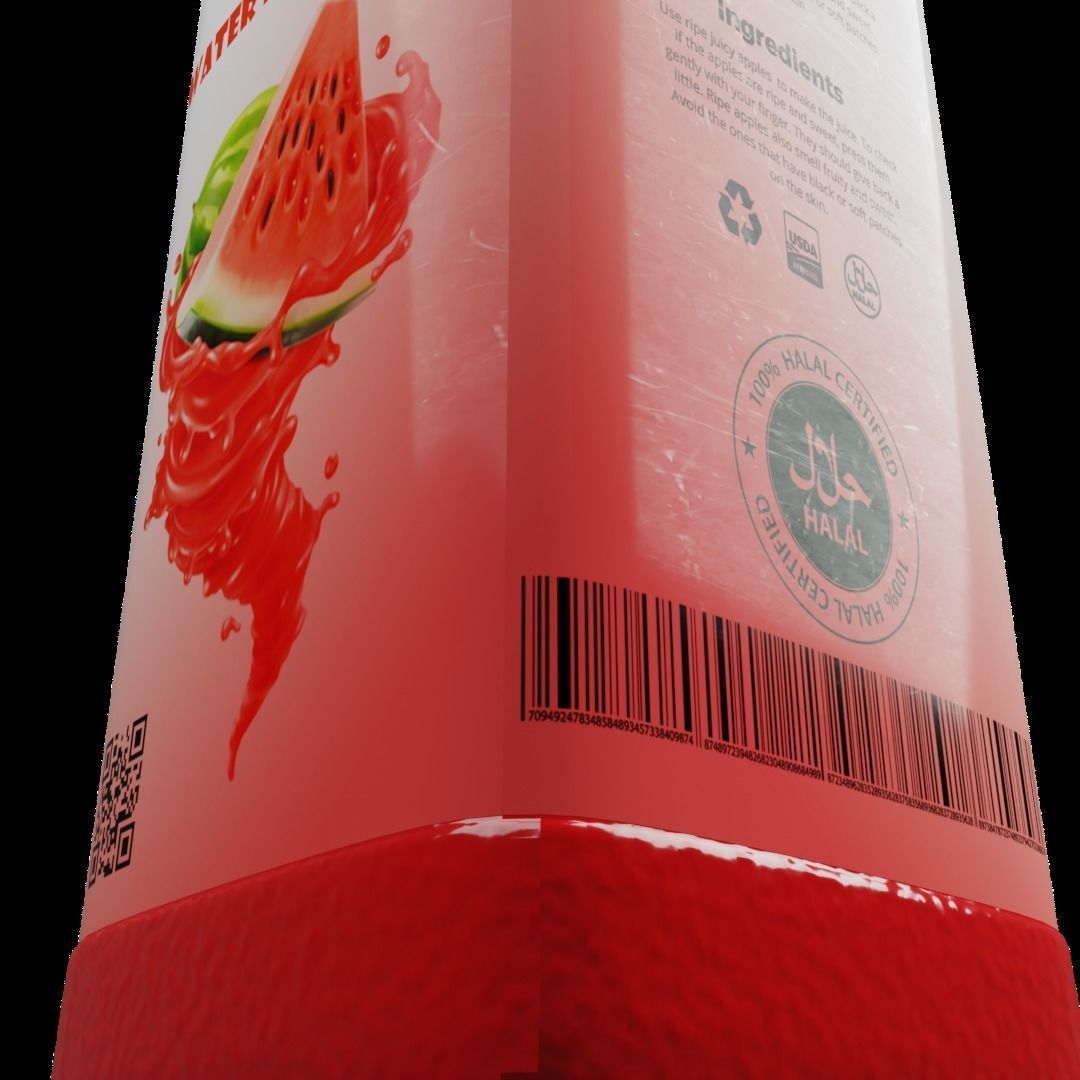Watermelon Juice Bottle 3D model_15
