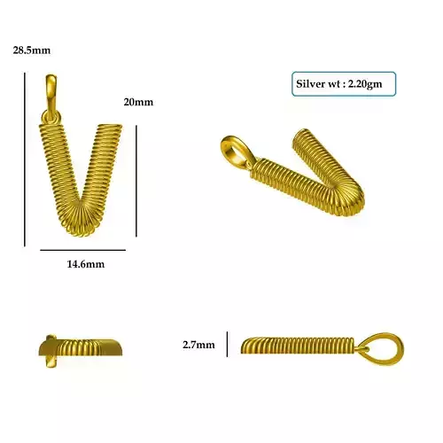 V Pendant gold - plated hooks