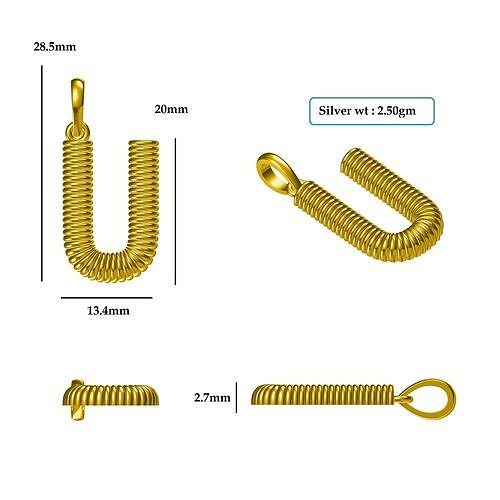 U Pendant u-shaped gold plated chain link 3D print model