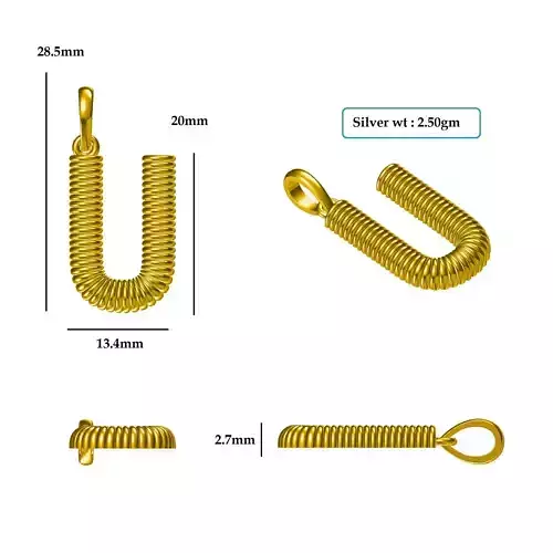 U Pendant u-shaped gold plated chain link