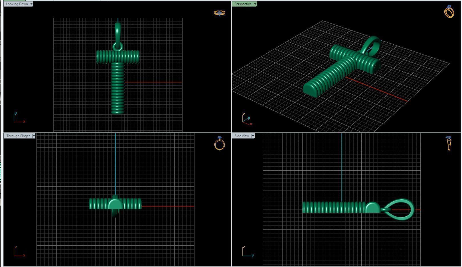 T Pendant gold plated sterling silver cross 3D print model_1
