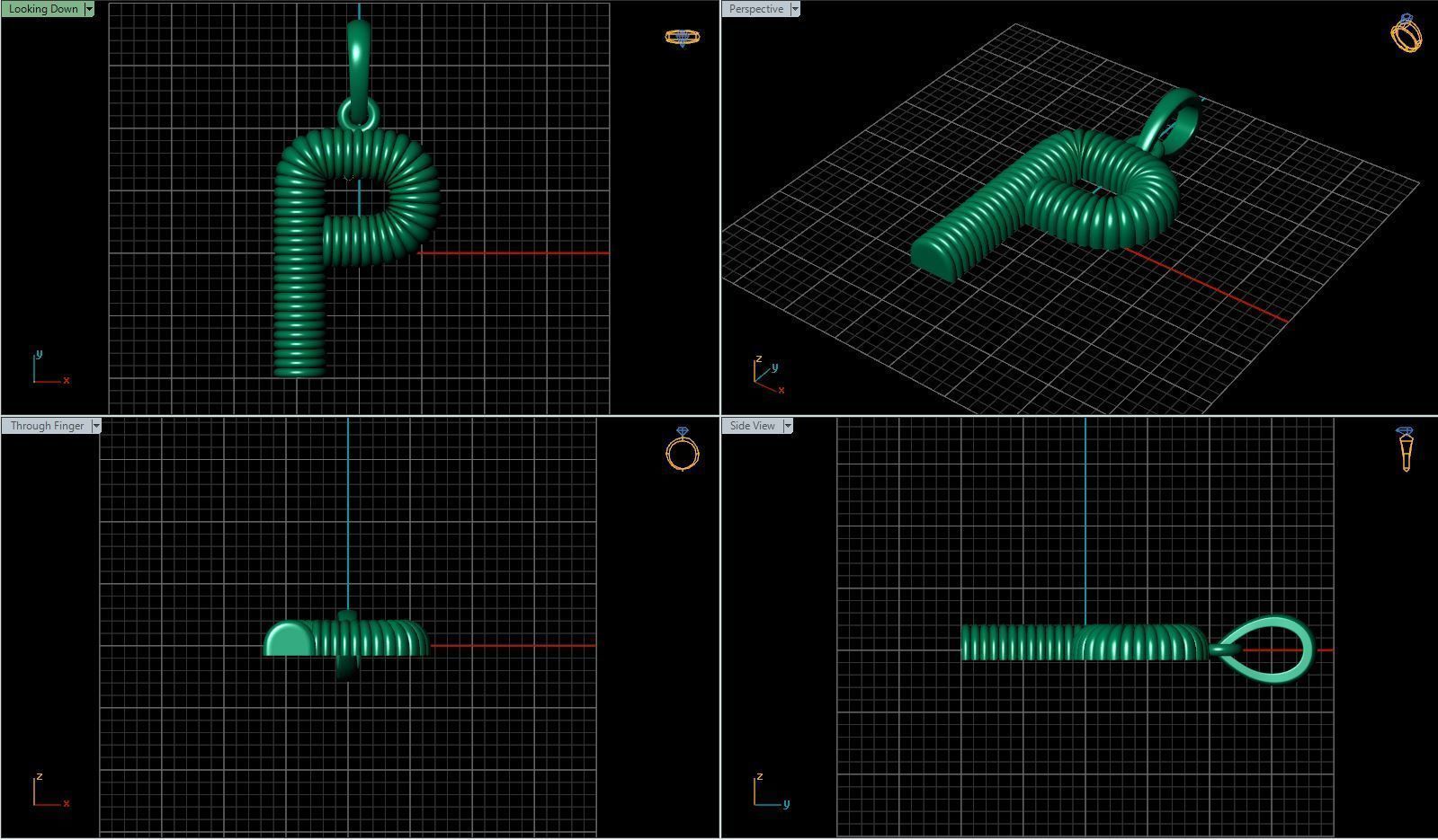 P Pendant gold plated letter 3D print model_1