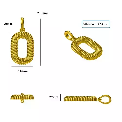 O Pendant gold twisted rope charm 3D print model