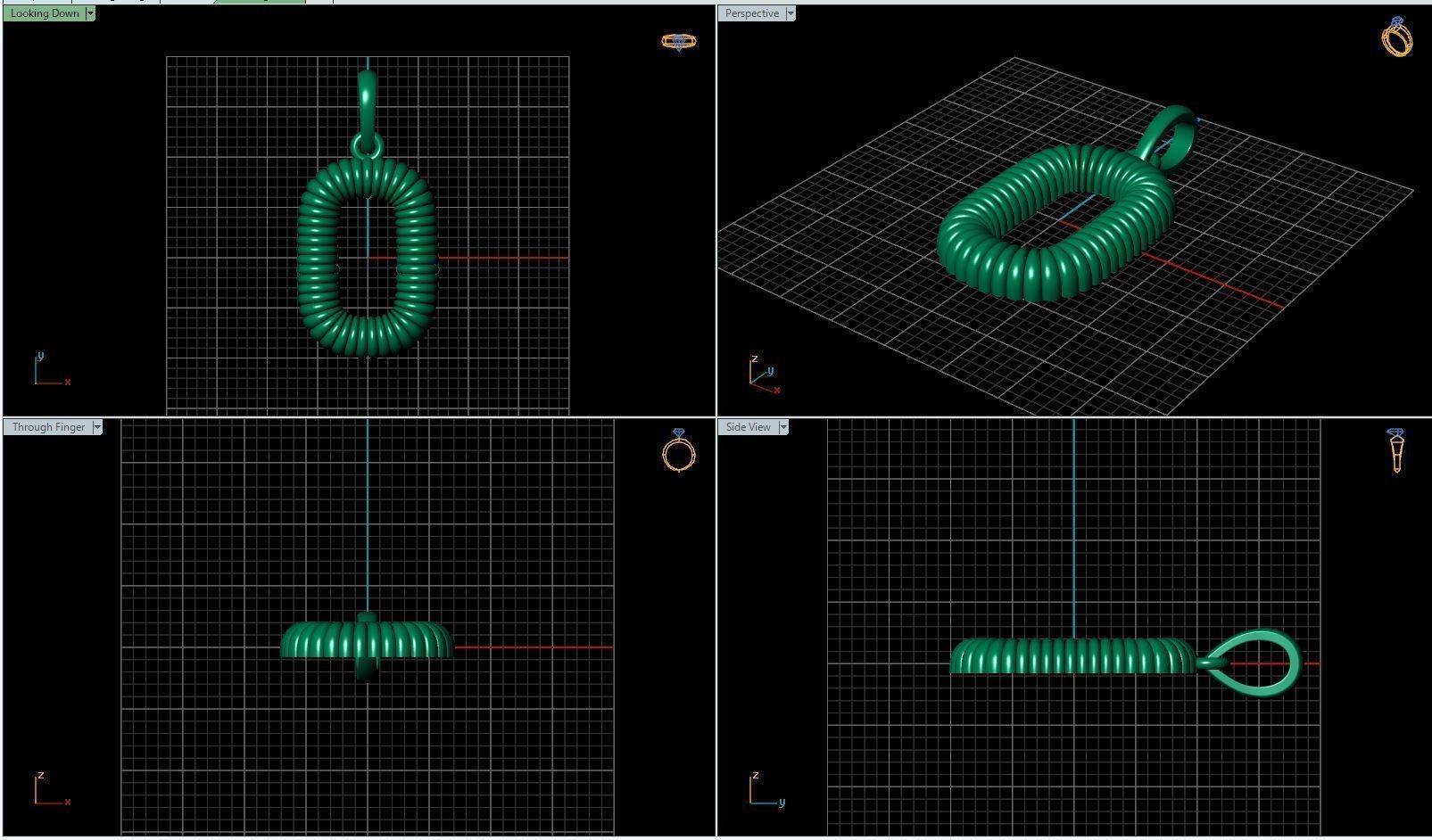 O Pendant gold twisted rope charm 3D print model_1