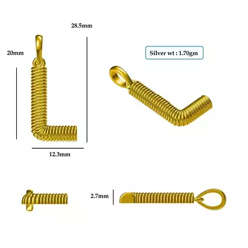 L Pendant gold - plated wires and hooks 3D print model