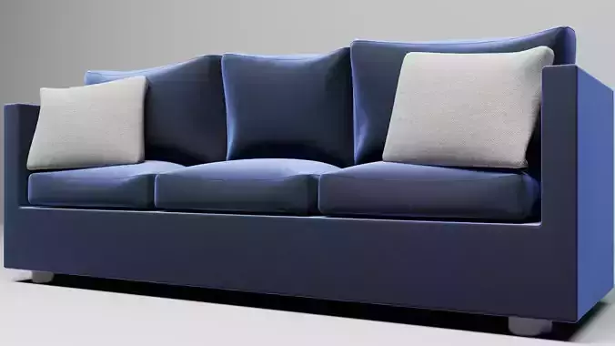 Modern blue velvet sofa