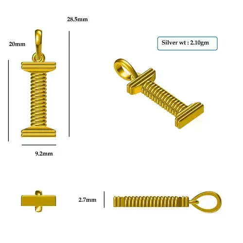 I Pendant swivel hook in gold 3D print model