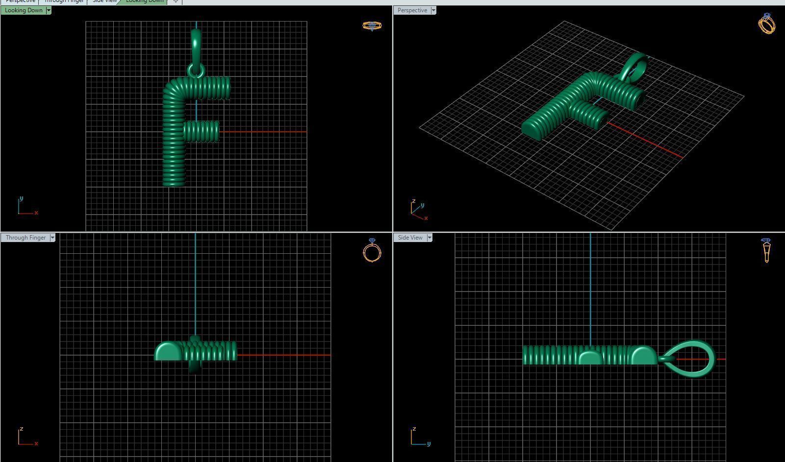 F Pendant gold plated letter charm 3D print model_1