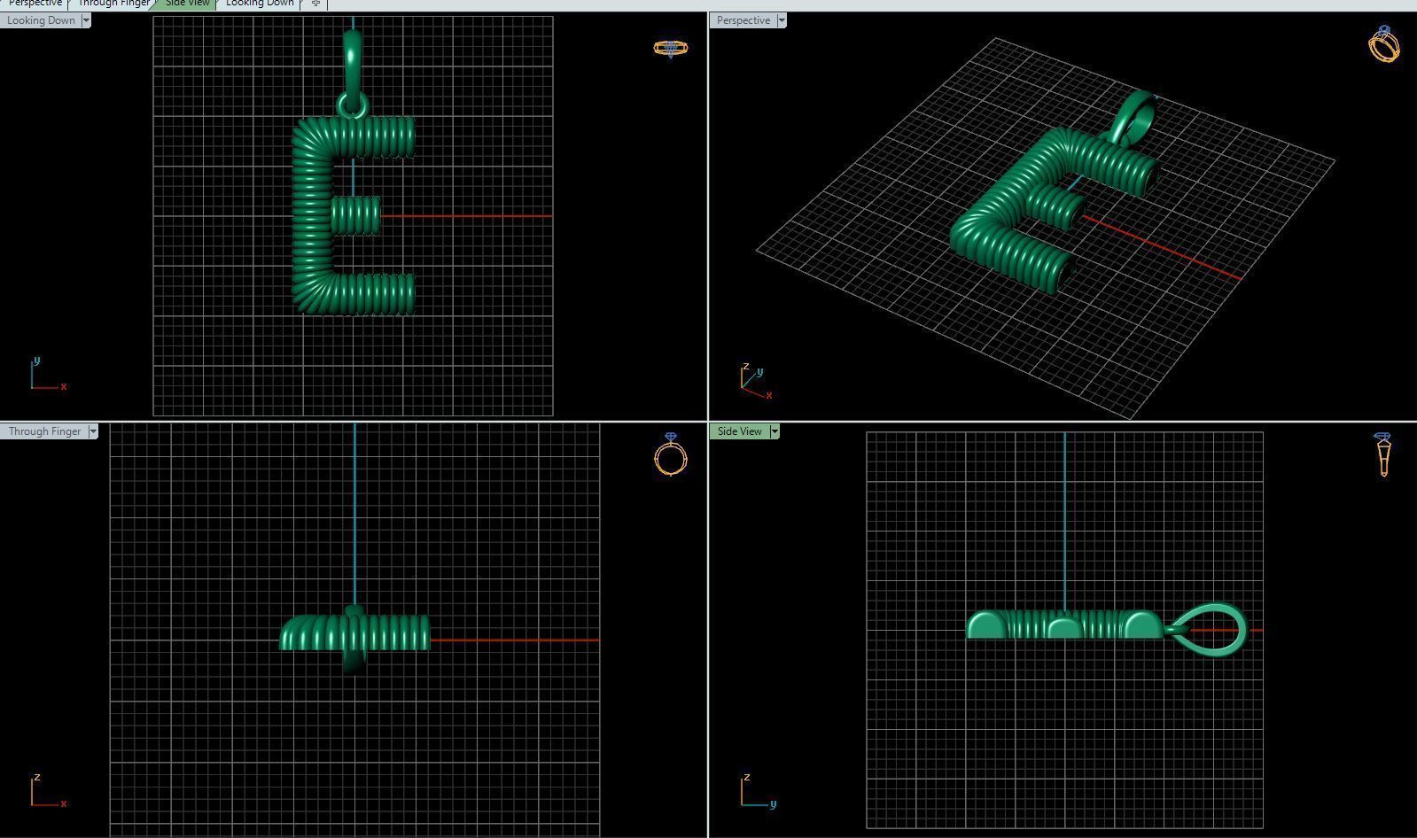 E Pendant gold plated letter 3D print model_1