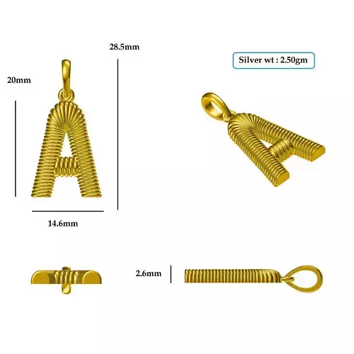 A Pendant gold plated letter charm 3D print model