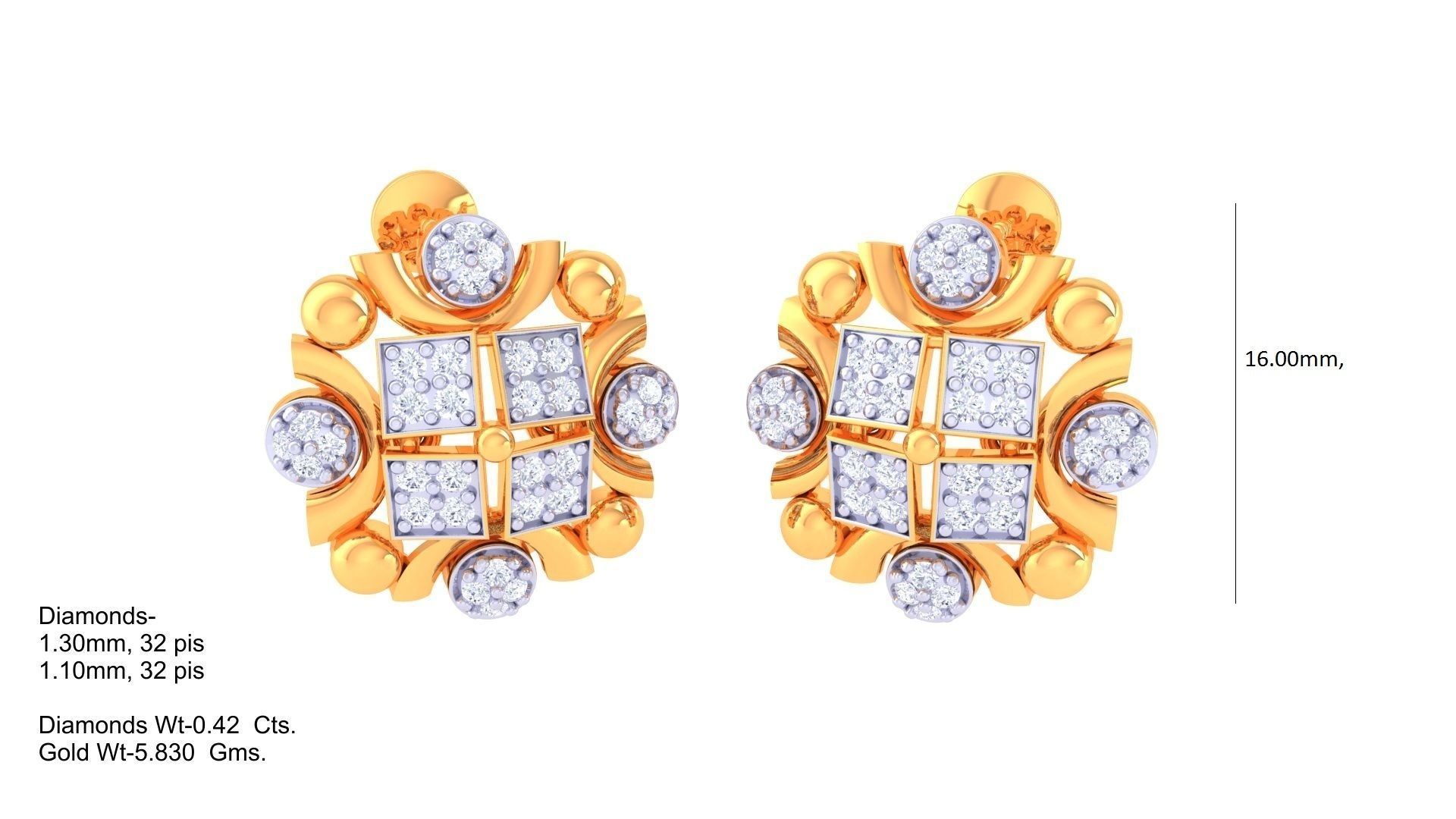 Earring Pendant Set 3dm STL OBJ FBX Renders Details 3D print model_2