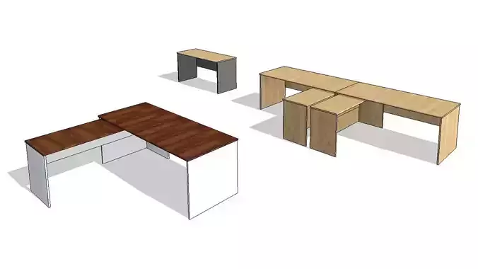 Office Desk with Side Extension 3D model