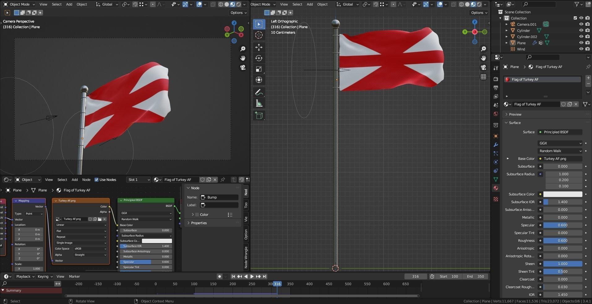 Animated Turkey Flags  3D model_4