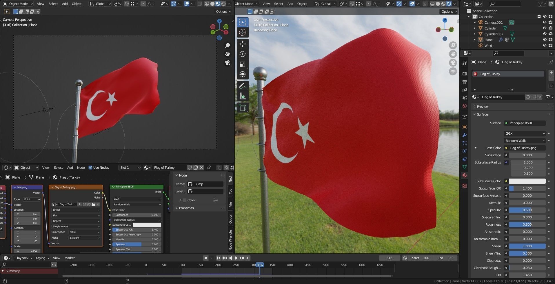 Animated Turkey Flags  3D model_3