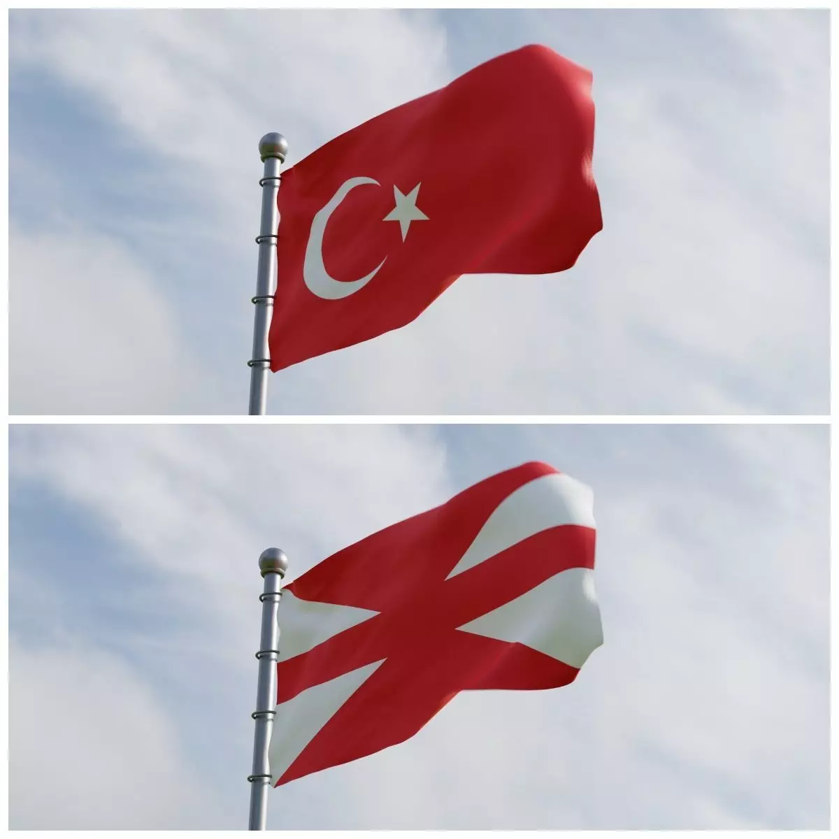 Animated Turkey Flags  3D model_0