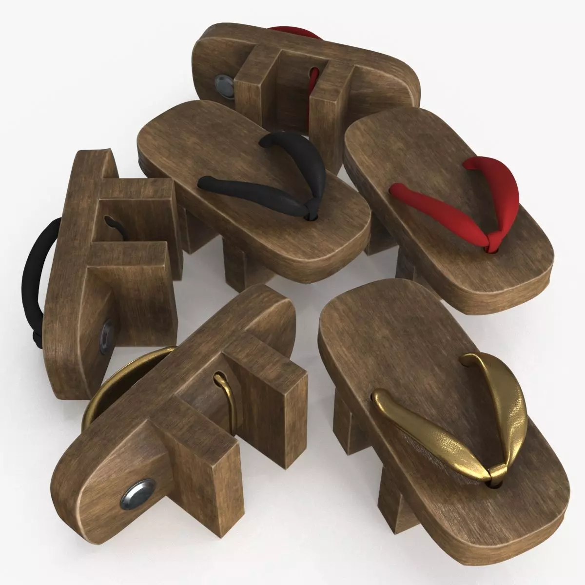 Geta Japanese Sandals Low-poly 3D model
