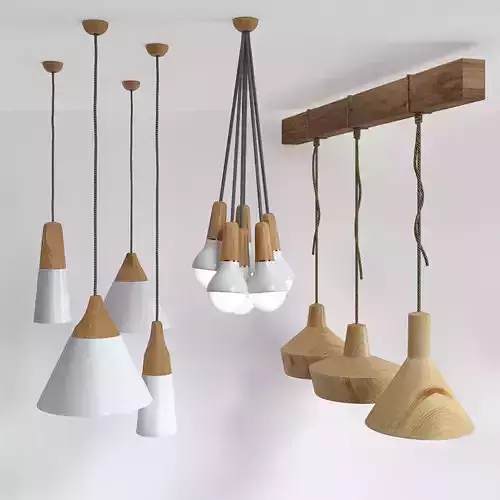 Wooden lamps set