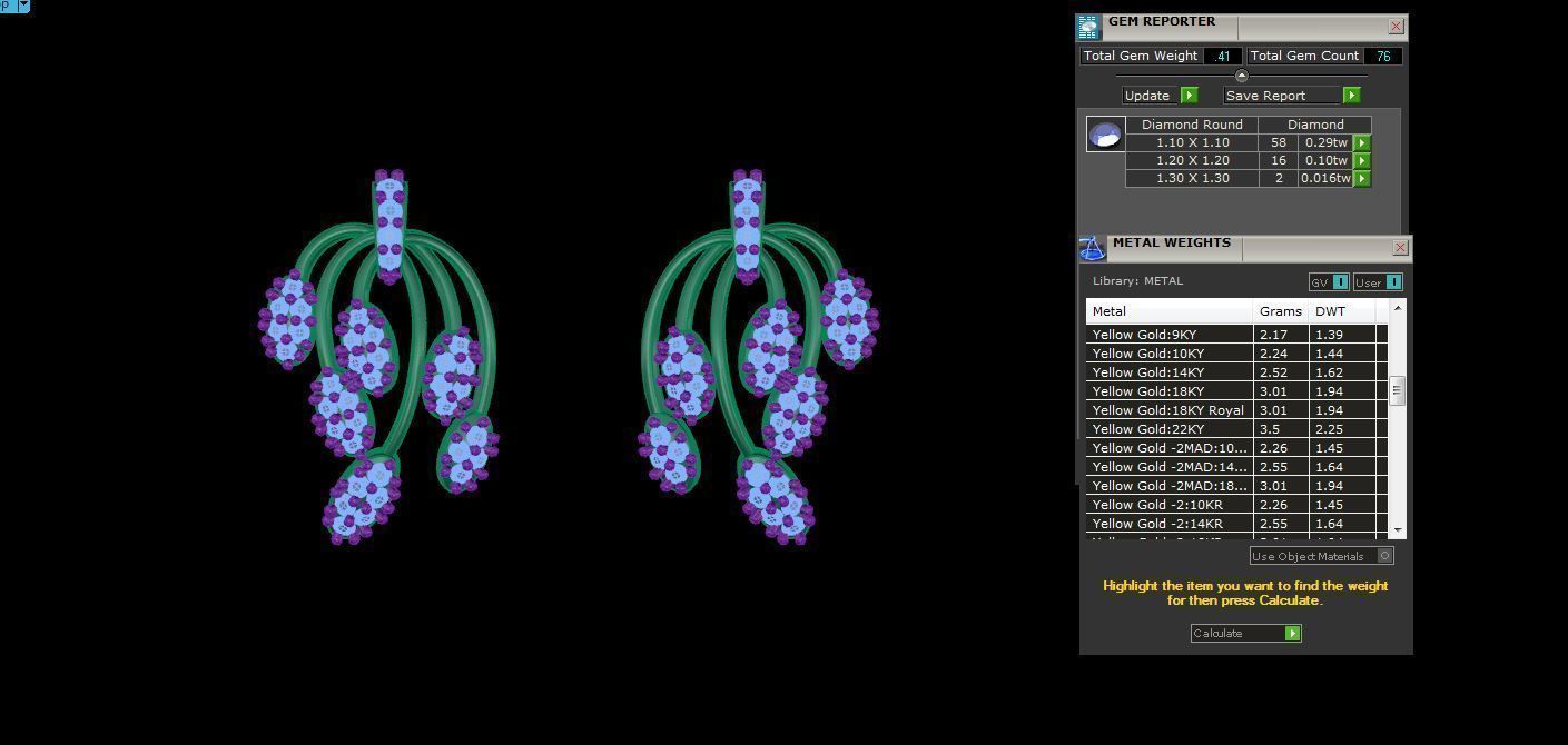 Earring Pendant Set 3dm STL OBJ FBX Renders Details 3D print model_10