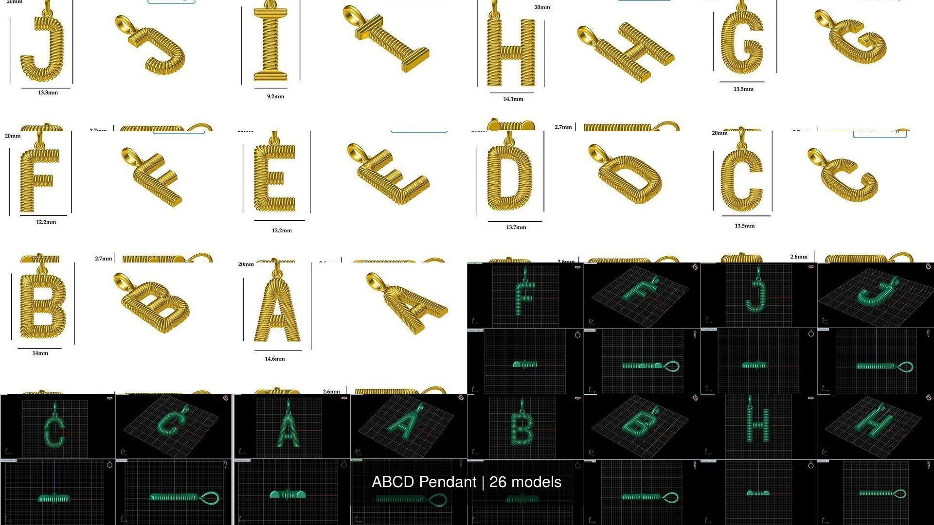 ABCD Pendant 3D Model Collection_3