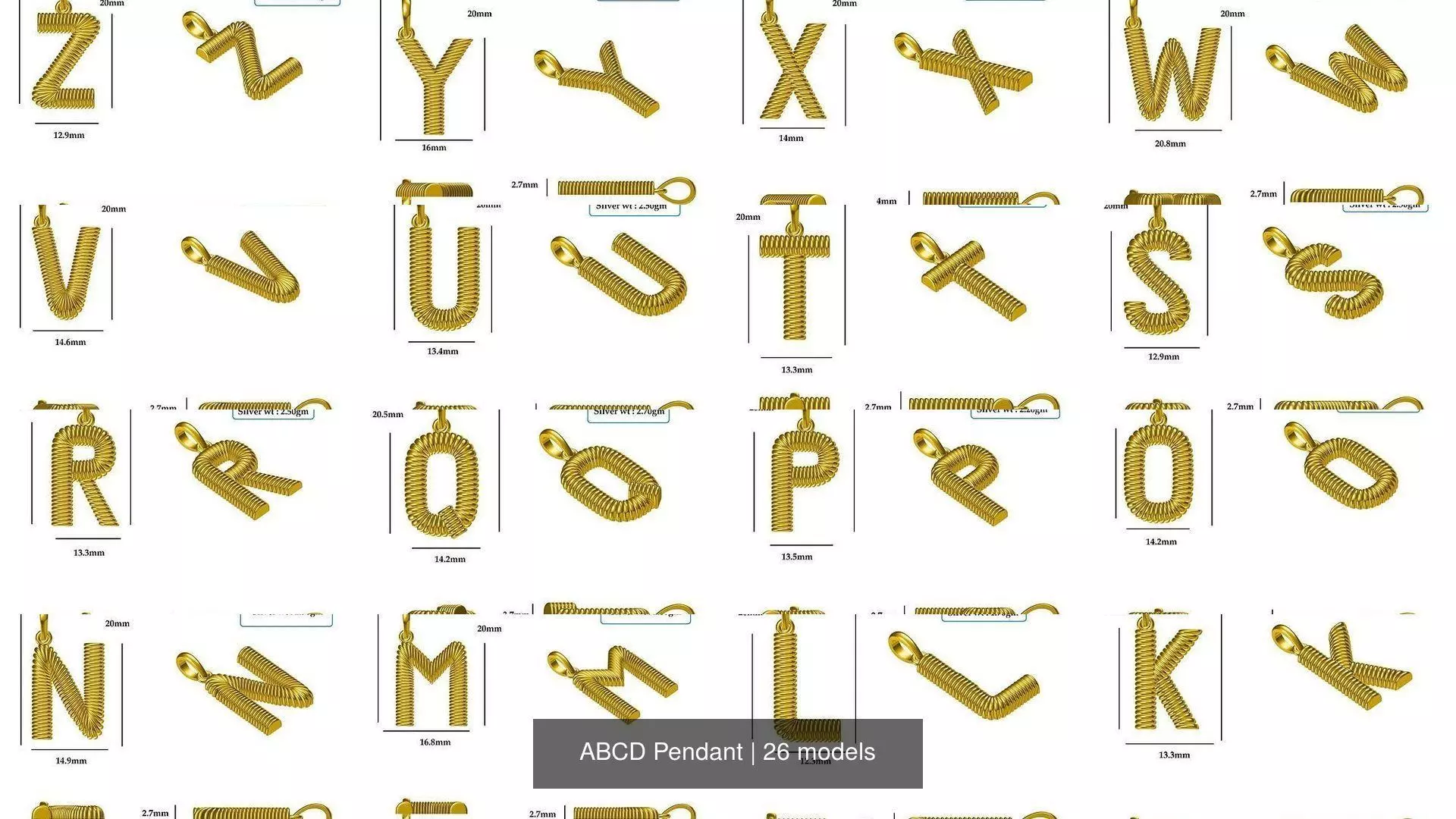 ABCD Pendant 3D Model Collection_1