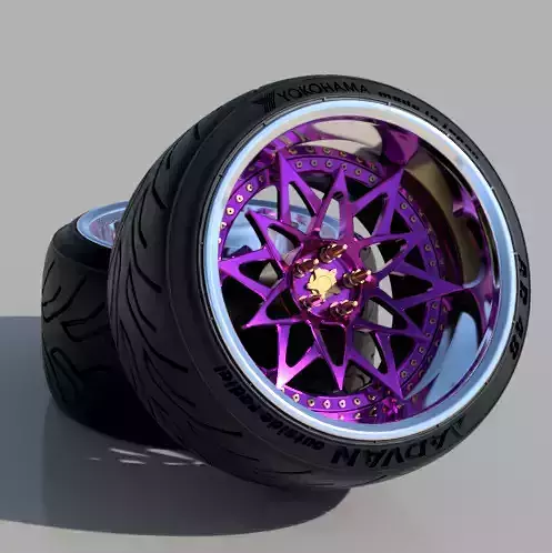 SKF NIKA rims with YOKOHAMA ADVAN tires 1-24 scale 3D print model