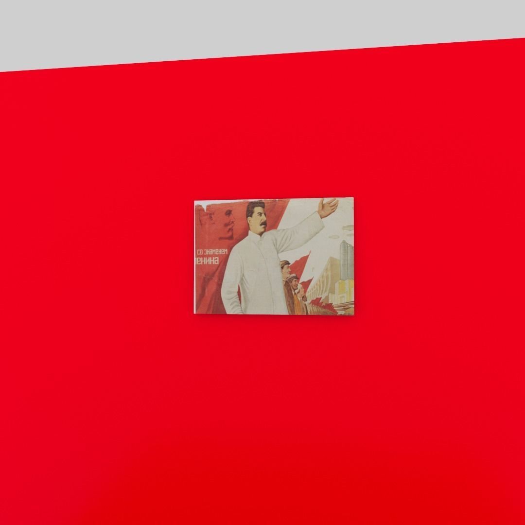 Stalin Soviet poster Low-poly 3D model_1